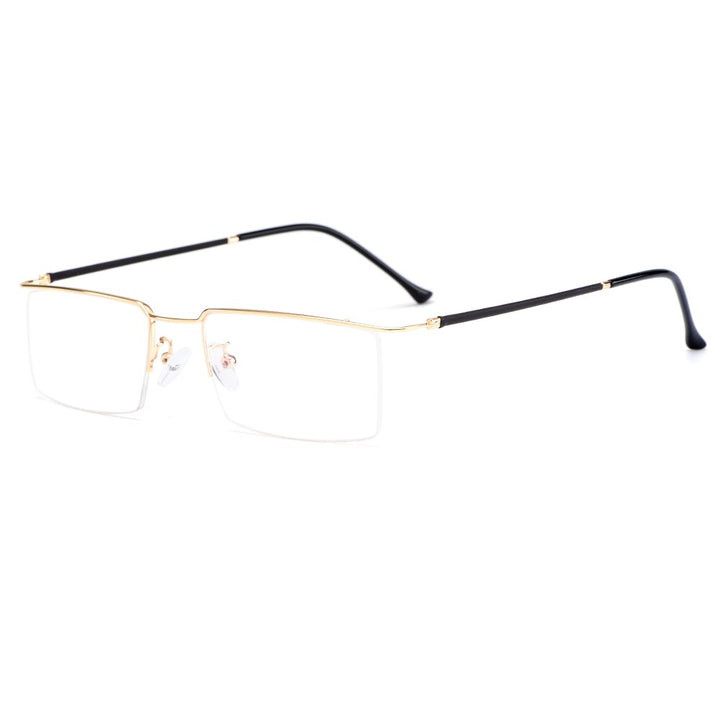 Gmei Men's Semi Rim Square Titanium Alloy Eyeglasses Y2533 Semi Rim Gmei Optical C1 Golden