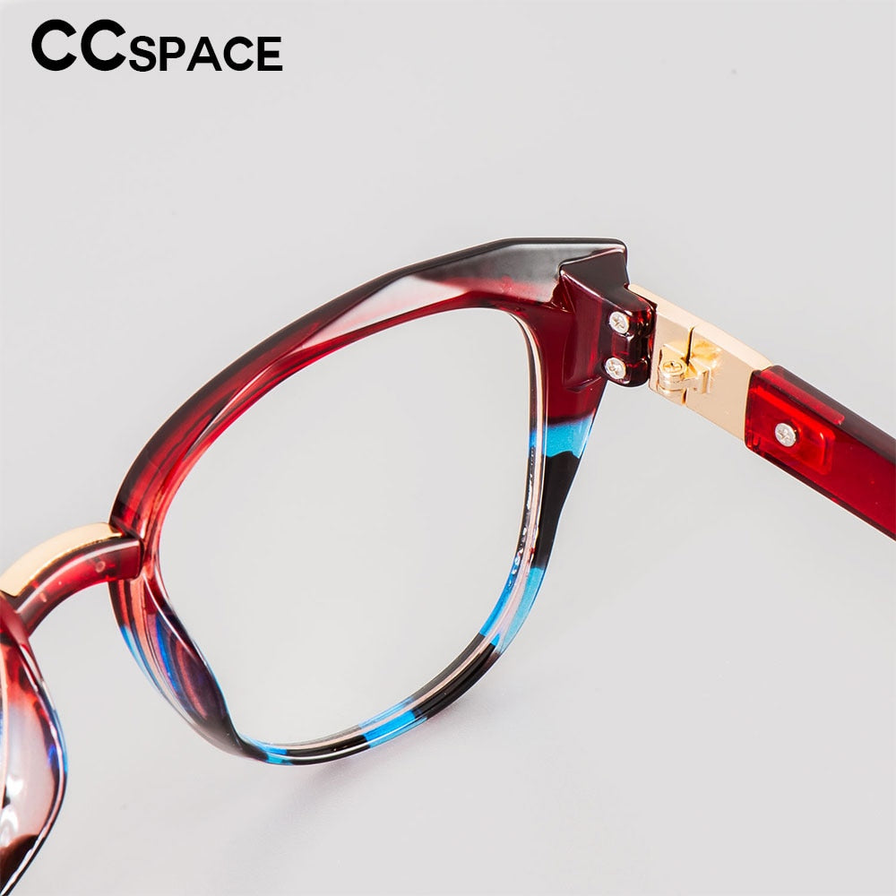 CCspace Unisex Full Rim Round Cat Eye Tr 90 Titanium Frame Eyeglasses 48092 Full Rim CCspace