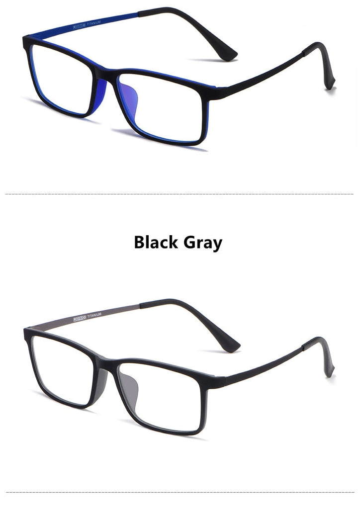 Yimaruili Men's Full Rim Resin Titanium Frame Eyeglasses HR8085 Full Rim Yimaruili Eyeglasses