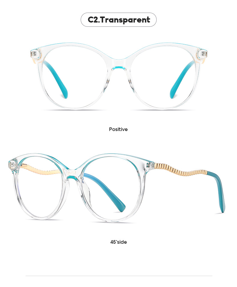 Gmei Women's Full Rim TR 90 Metal Round Frame Eyeglasses 2067 Full Rim Gmei Optical