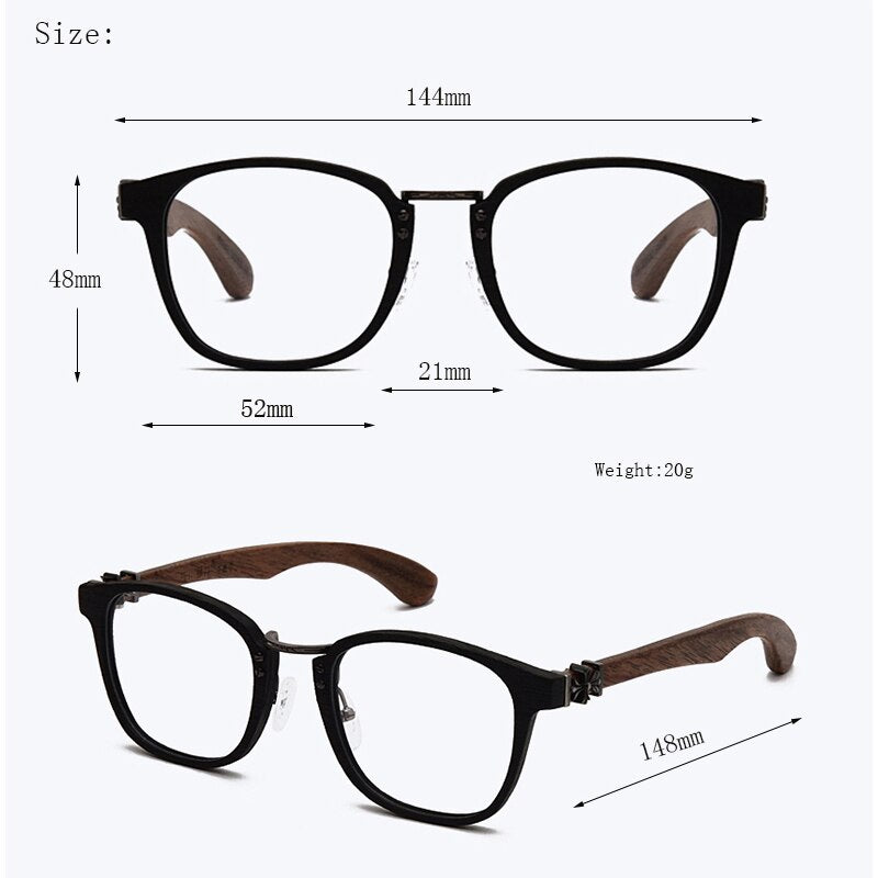 Hdcrafter Unisex Full Rim Round Wood Temple Eyeglasses 7473d Full Rim Hdcrafter Eyeglasses
