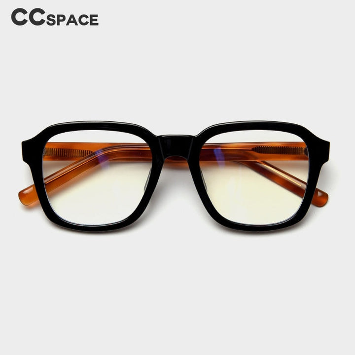 CCspace Women's Full Rim Square Tr 90 Titanium Frame Acetate Leg Eyeglasses 49354 Full Rim CCspace
