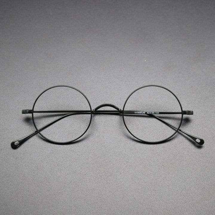 Gatenac Unisex Full Rim Round Titanium Frame Eyeglasses Gxyj573 Full Rim Gatenac Black