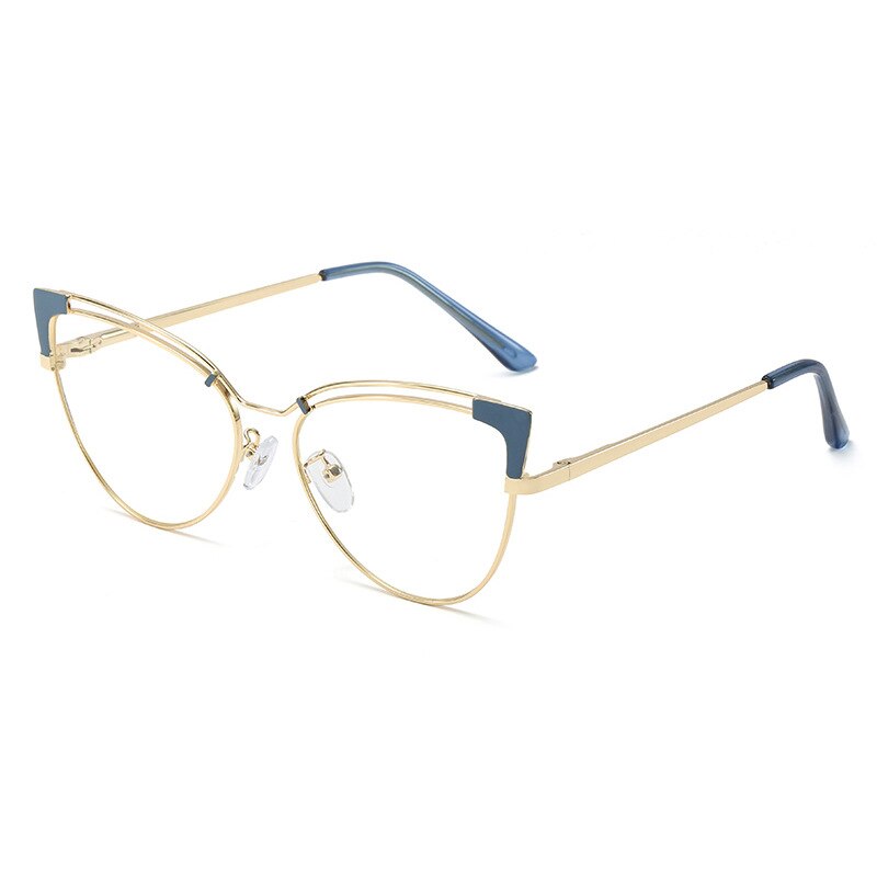 CCspace Full Rim Cat Eye Alloy Frame Eyeglasses 48297 Full Rim CCspace C3Blue