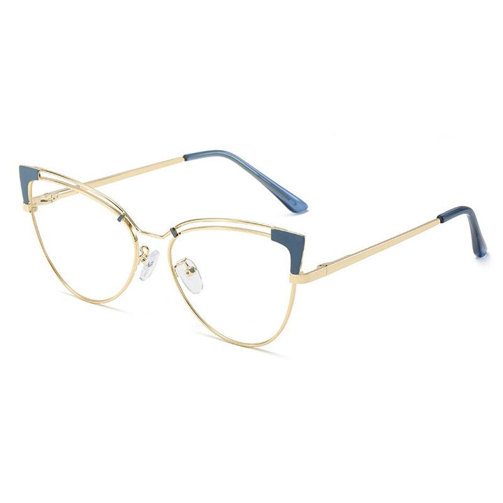 CCspace Full Rim Cat Eye Alloy Frame Eyeglasses 48297 Full Rim CCspace C3Blue