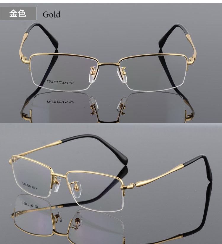 Men's Square Semi Rim Titanium Frame Eyeglasses 8296 Semi Rim Bclear
