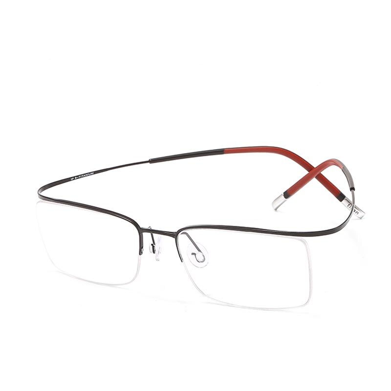Hdcrafter Unisex Eyeglasses Rectangle Titanium Semi Rim 9256 Rimless Hdcrafter Eyeglasses