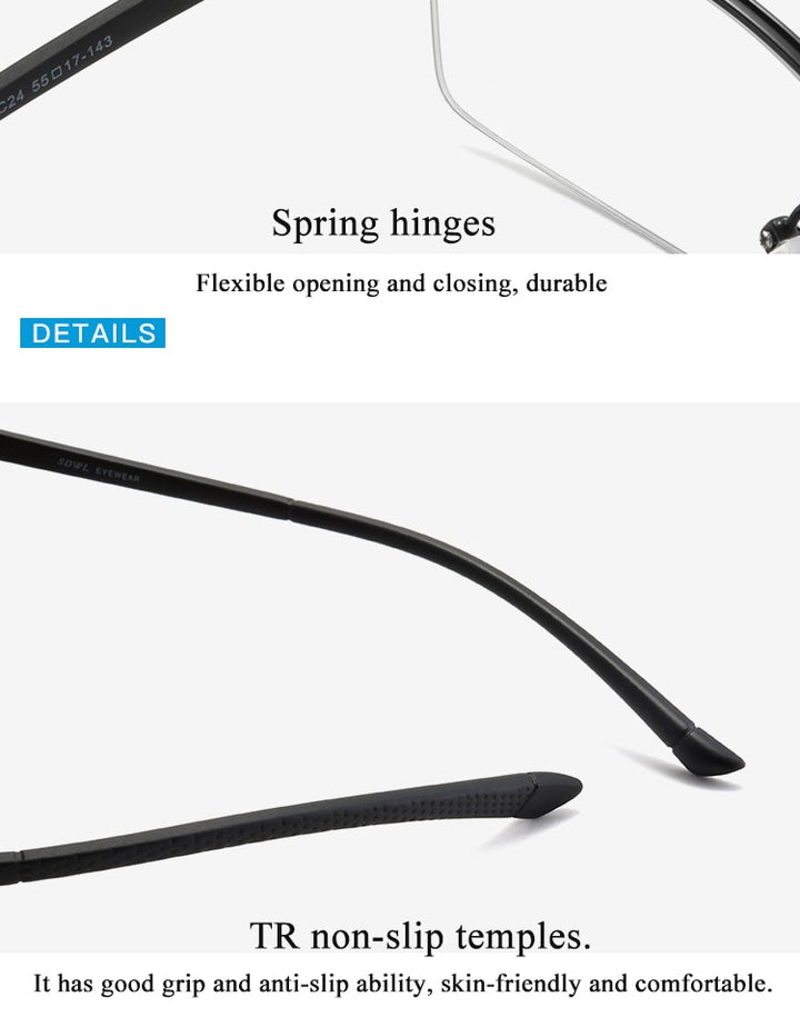 Men's Semi Rim Alloy Frame Eyeglasses 61004 Semi Rim Bclear
