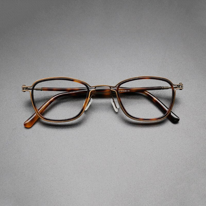 Gatenac Unisex Full Rim Square Acetate Titanium Frame Eyeglasses Gxyj544 Full Rim Gatenac 1