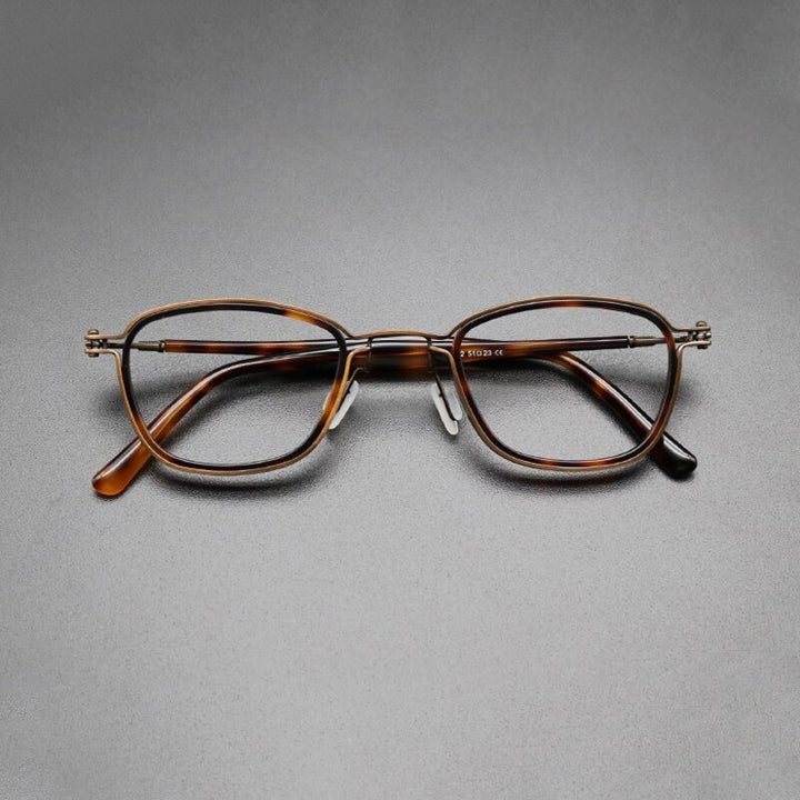 Gatenac Unisex Full Rim Square Acetate Titanium Frame Eyeglasses Gxyj544 Full Rim Gatenac 1