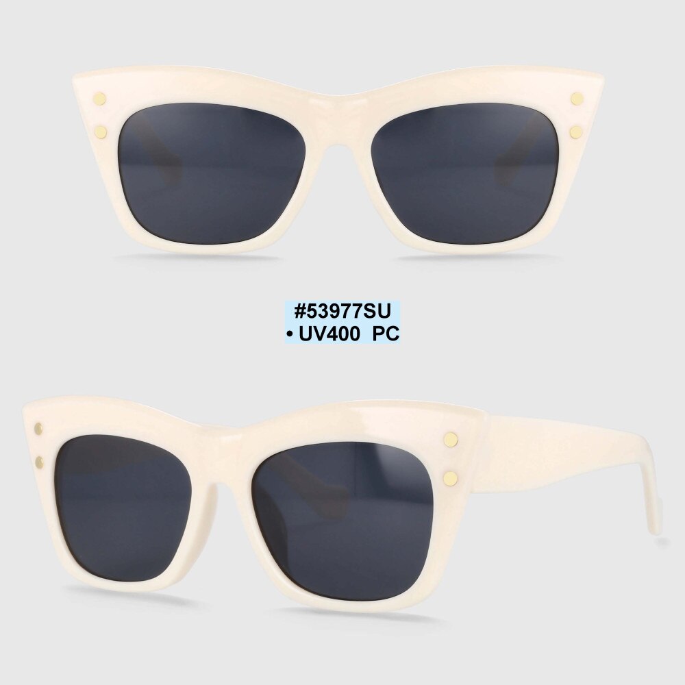 CCspace Women's Full Rim Oversized Cat Eye Resin Frame Sunglasses 53977 Sunglasses CCspace Sunglasses Beige