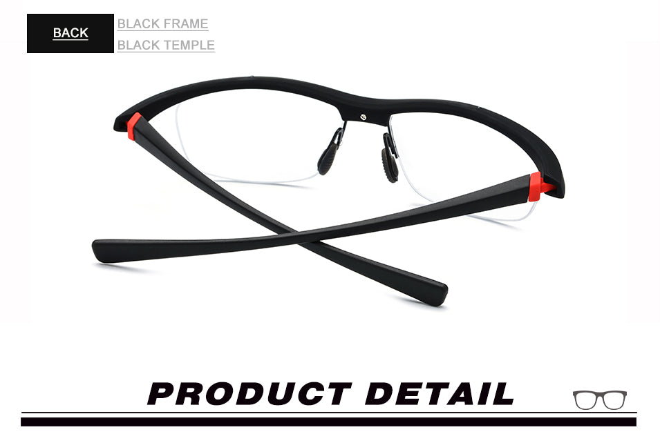 Hdcrafter Men's Semi Rim Rectangle TR 90 Sports Frame Eyeglasses 7027 Full Rim Hdcrafter Eyeglasses