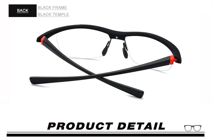 Hdcrafter Men's Semi Rim Rectangle TR 90 Sports Frame Eyeglasses 7027 Full Rim Hdcrafter Eyeglasses