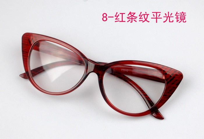 CCspace Unisex Full Rim Cat Eye Tr 90 Titanium Frame Eyeglasses 49197 Full Rim CCspace C8 red