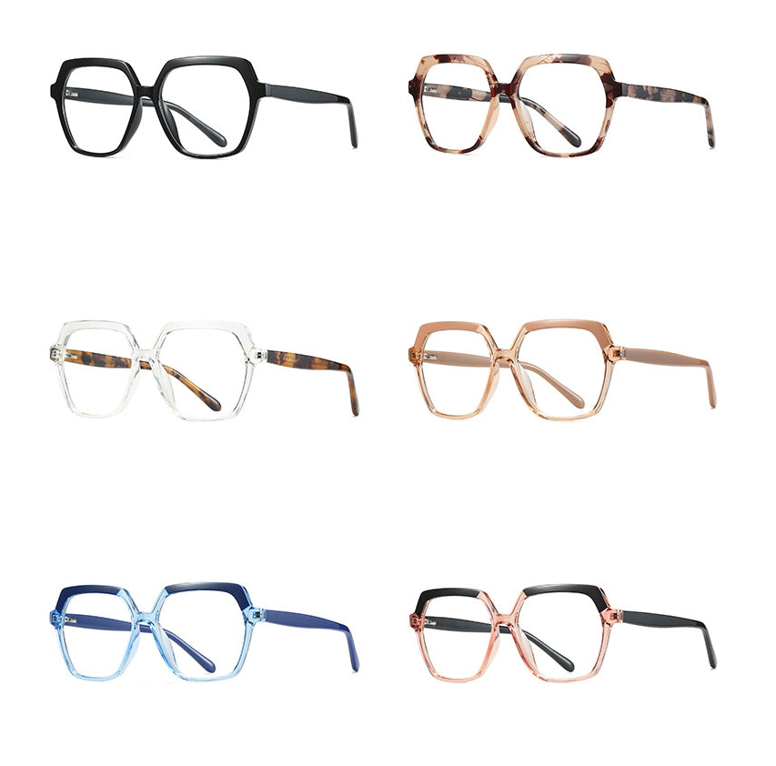 CCspace Unisex Full Rim Polygon Tr 90 Titanium Frame Eyeglasses 49324 Full Rim CCspace