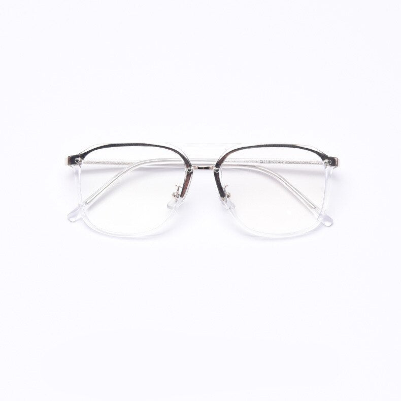 CCspace Women's Full Rim Square Tr 90 Titanium Double Bridge Frame Eyeglasses 49357 Full Rim CCspace C2Clear