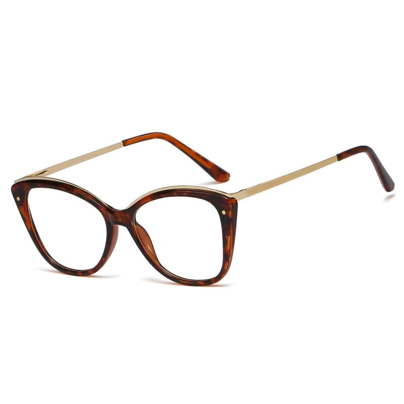 CCspace Unisex Full Rim Square Cat Eye Tr 90 Titanium Frame Eyeglasses 48168 Full Rim CCspace C3leopard