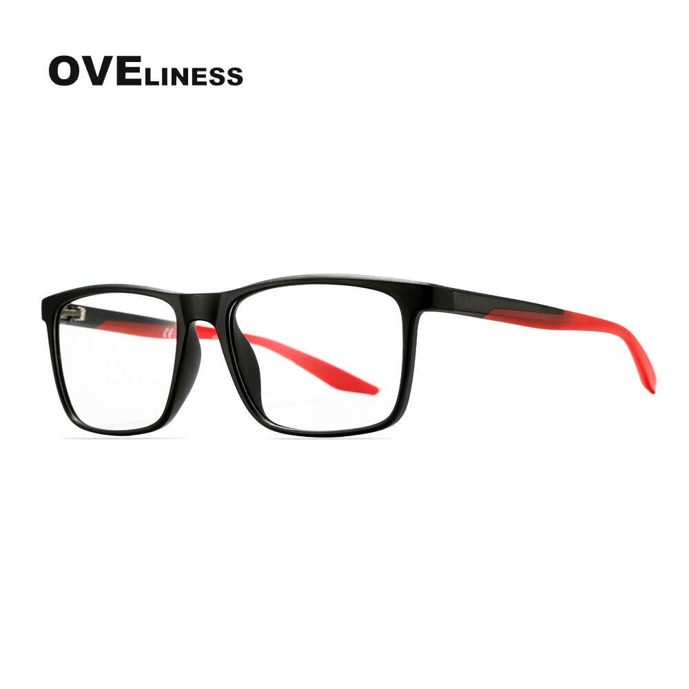 Oveliness Unisex Full Rim Square Tr 90 Titanium Eyeglasses Ol71p32 Full Rim Oveliness black red
