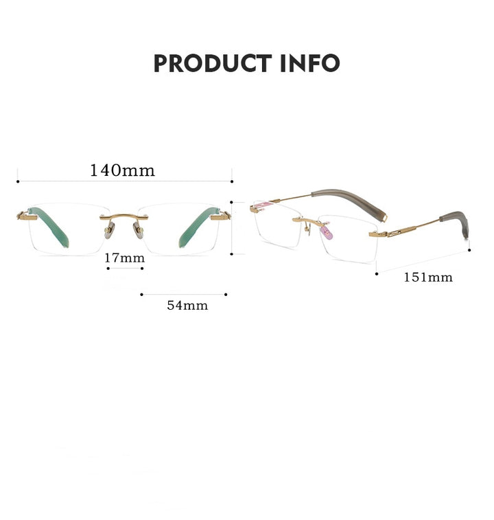 Yimaruili Men's Rimless Square β Titanium Frame Eyeglasses 80816 Rimless Yimaruili Eyeglasses