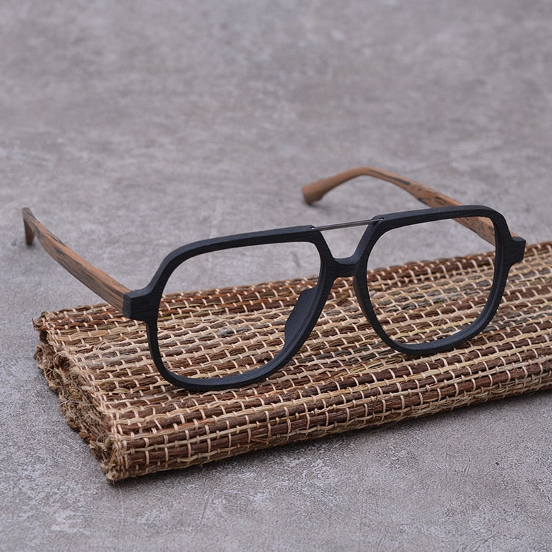 Hdcrafter Unisex Full Rim Square Oversized Wood Eyeglasses Ps8210 Full Rim Hdcrafter Eyeglasses