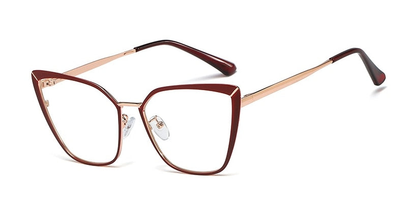 CCspace Unisex Full Rim Square Cat Eye Alloy Frame Eyeglasses 48104 Full Rim CCspace C7 red