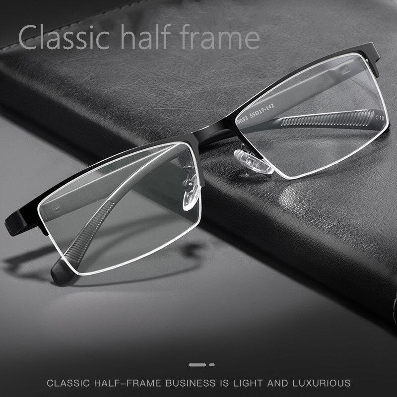 Yimaruili Men's Semi Rim Alloy Frame Eyeglasses 89033 Semi Rim Yimaruili Eyeglasses