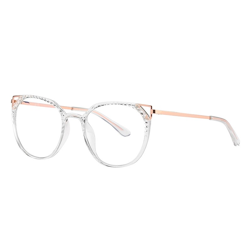 Hotochki Women's Full Rim Round TR-90 Resin Alloy Frame Eyeglasses 2054 Full Rim Hotochki Transparent