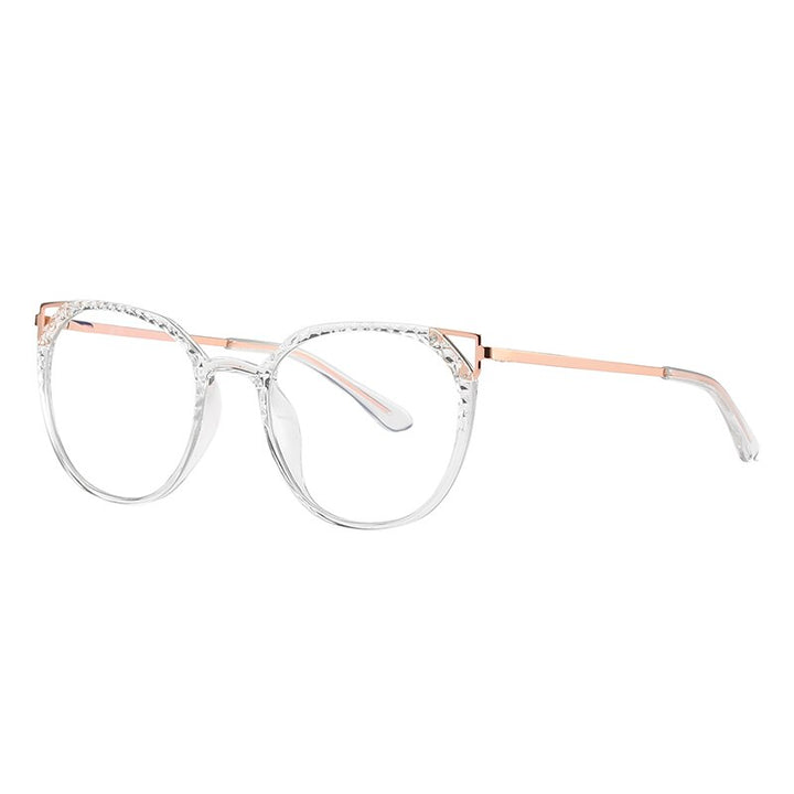 Hotochki Women's Full Rim Round TR-90 Resin Alloy Frame Eyeglasses 2054 Full Rim Hotochki Transparent