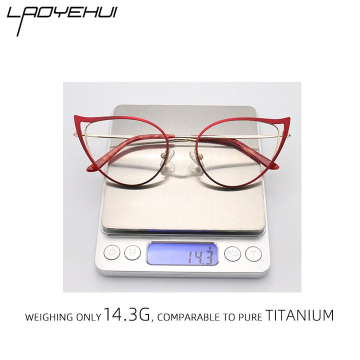 Laoyehui Women's Eyeglasses Cat Eye Alloy Reading Glasses Black White Green 9016 Reading Glasses Laoyehui