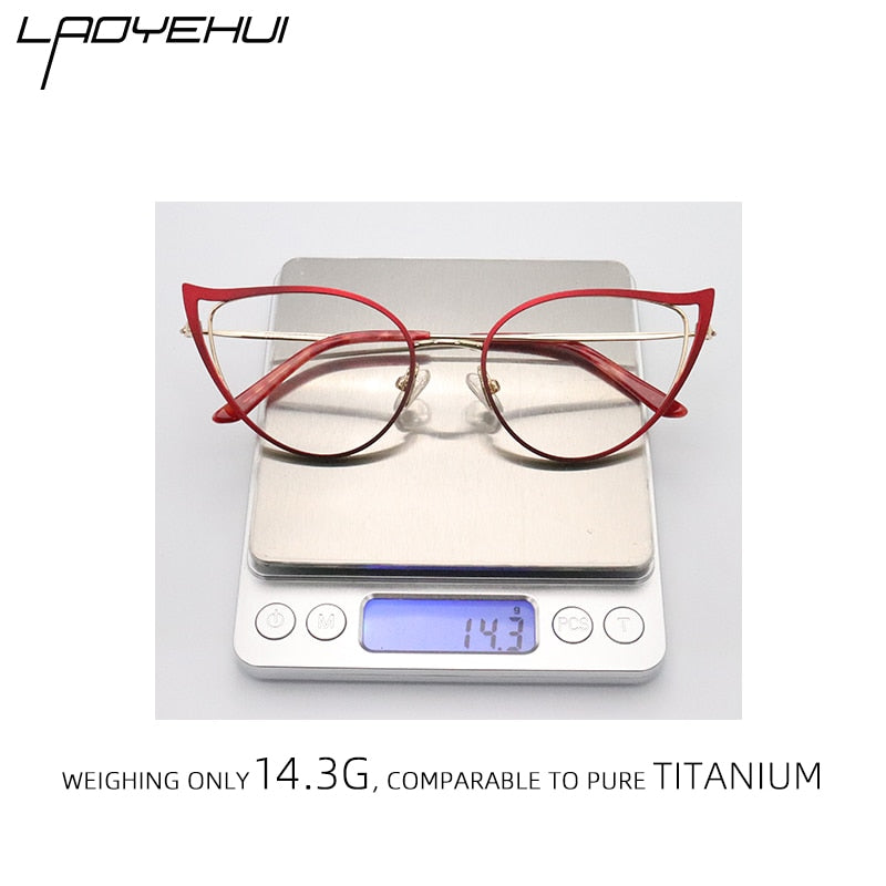 Laoyehui Women's Full Rim Cat Eye Alloy Frame Reading Glasses Anti Blue Light White 90161 Reading Glasses Laoyehui