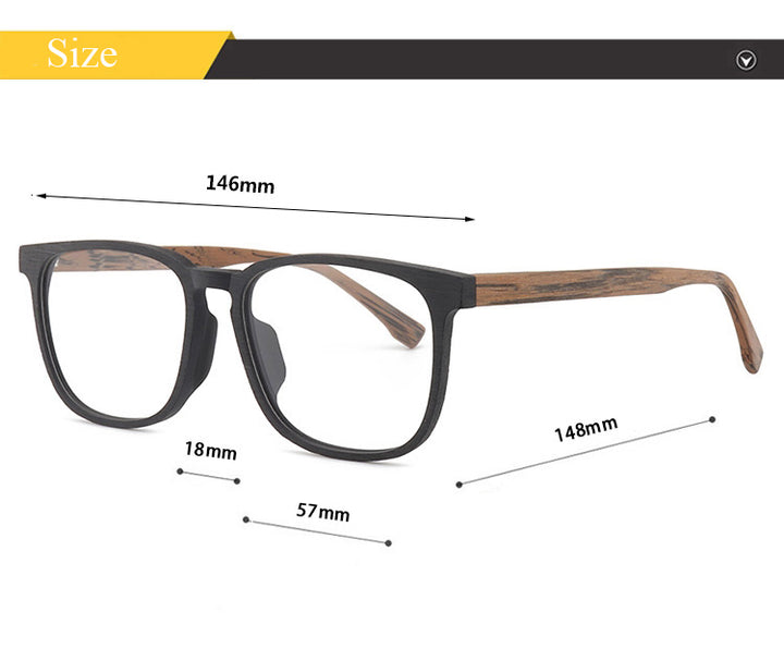 Hdcrafter Men's Full Rim Square Metal Wood Frame Eyeglasses P1688 Full Rim Hdcrafter Eyeglasses   