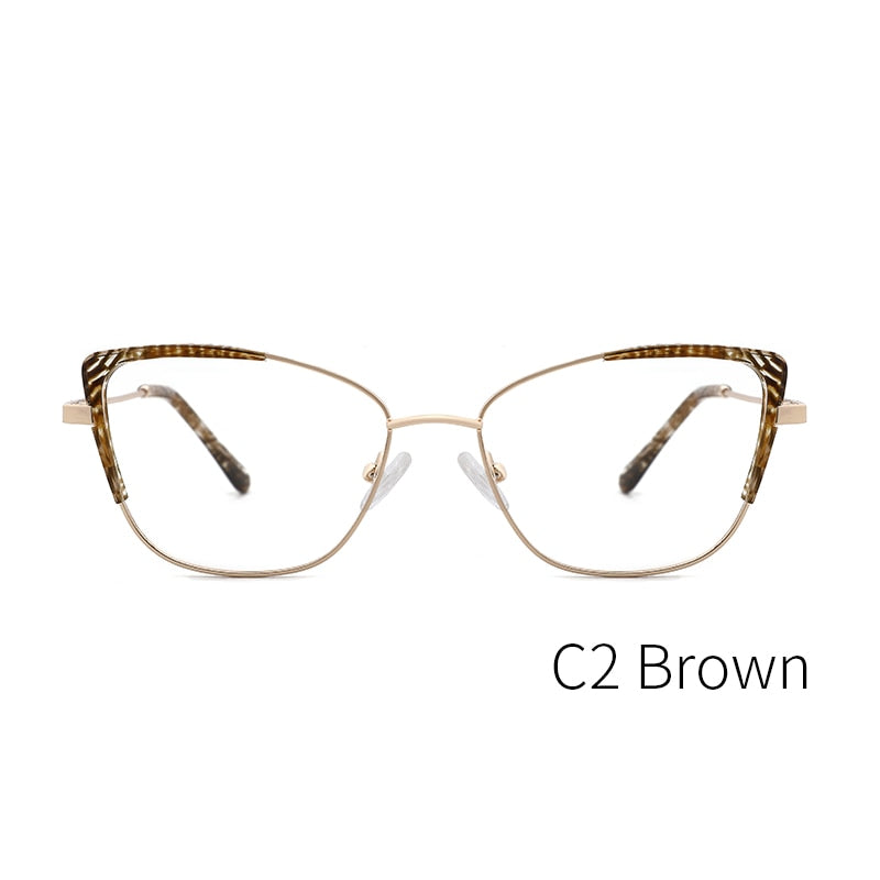 Kansept Women's Full Rim Cat Eye Stainless Steel Frame Eyeglasses Ms8124 Full Rim Kansept MS8124C2