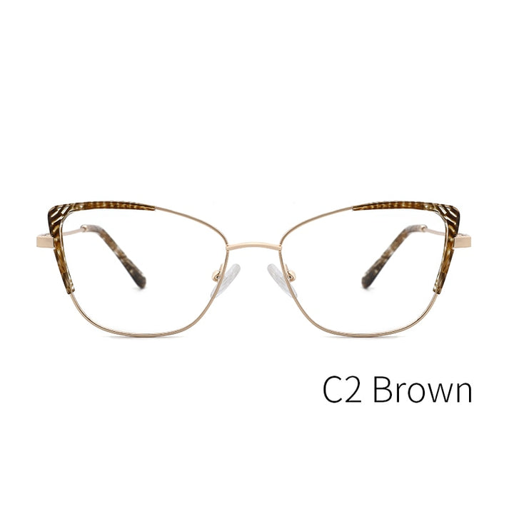 Kansept Women's Full Rim Cat Eye Stainless Steel Frame Eyeglasses Ms8124 Full Rim Kansept MS8124C2