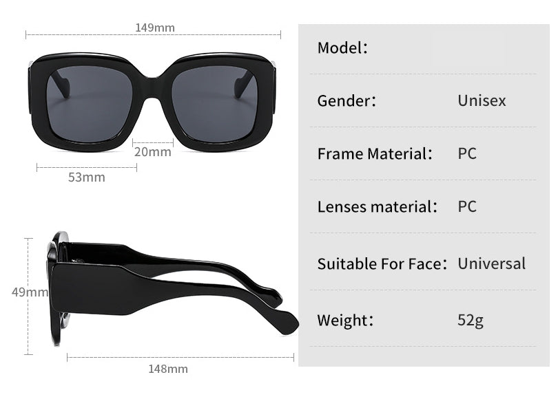 CCspace Women's Full Rim Oversized Square Resin Wide Leg Frame Sunglasses 46633 Sunglasses CCspace Sunglasses