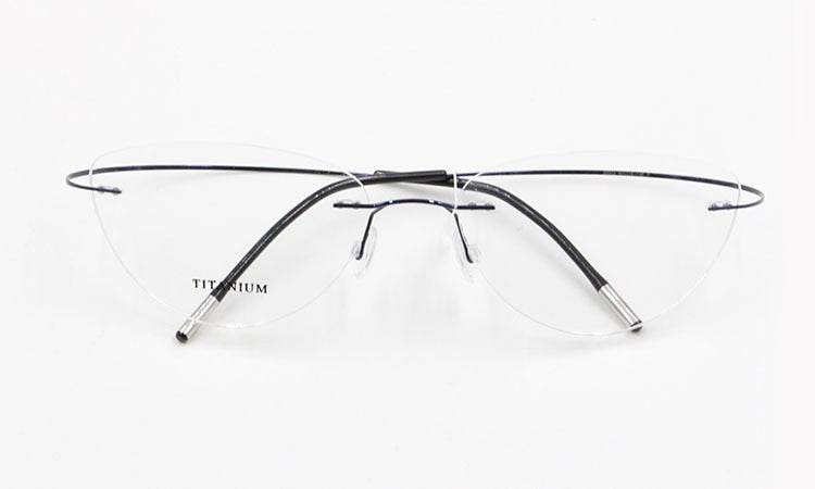 Bclear Women Rimless Cat Eye Memory Titanium Eyeglasses 2003 Rimless Bclear Blue