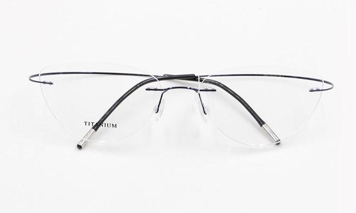 Bclear Women Rimless Cat Eye Memory Titanium Eyeglasses 2003 Rimless Bclear Blue