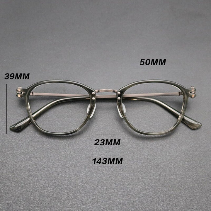 Gatenac Unisex Full Rim Square Titanium Acetate Frame Eyeglasses Gxyj697 Full Rim Gatenac