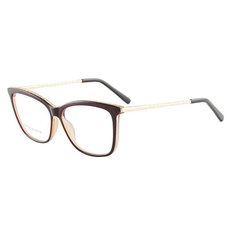 Hotony Woman's Full Rim Square TR 90 Resin Alloy Frame Eyeglasses 7009 Full Rim Hotony Tea