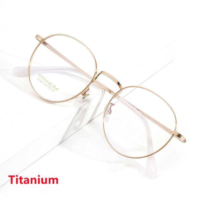 Yimaruili Unisex Full Rim Round Titanium Frame Eyeglasses CK803 Full Rim Yimaruili Eyeglasses