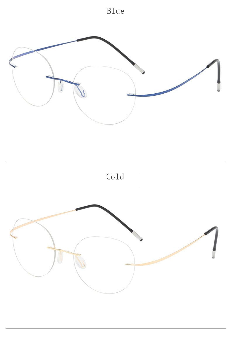 Hdcrafter Unisex Rimless Polygon Round Titanium Frame Eyeglasses 6001-6002 Rimless Hdcrafter Eyeglasses