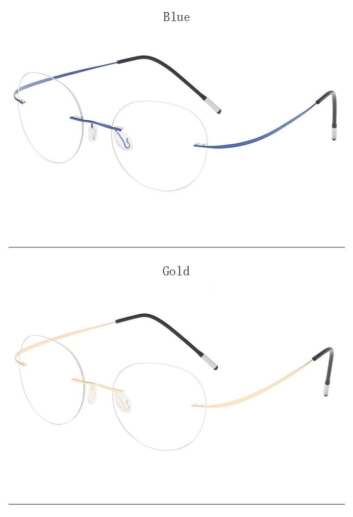 Hdcrafter Unisex Rimless Polygon Round Titanium Frame Eyeglasses 6001-6002 Rimless Hdcrafter Eyeglasses