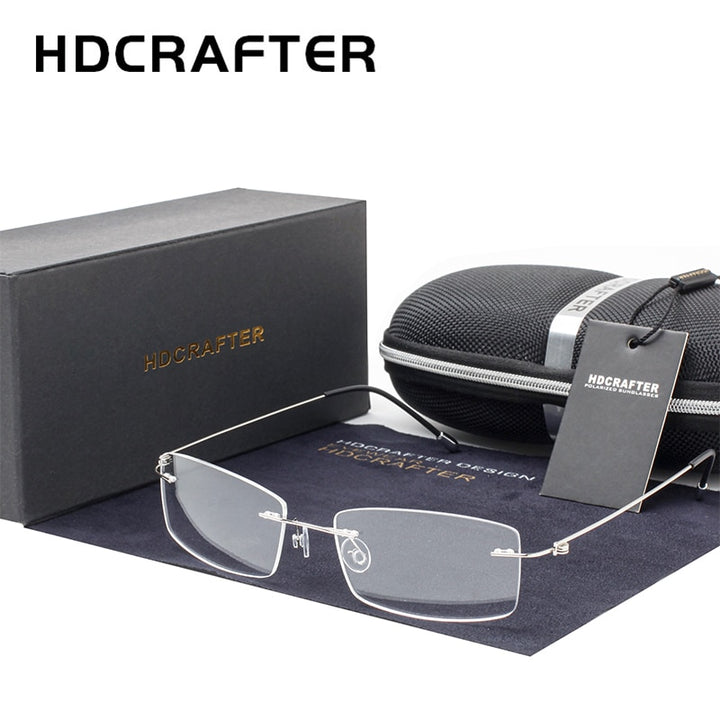 Hdcrafter Women's Rimless Rectangle Titanium Frame Eyeglasses P8361 Rimless Hdcrafter Eyeglasses