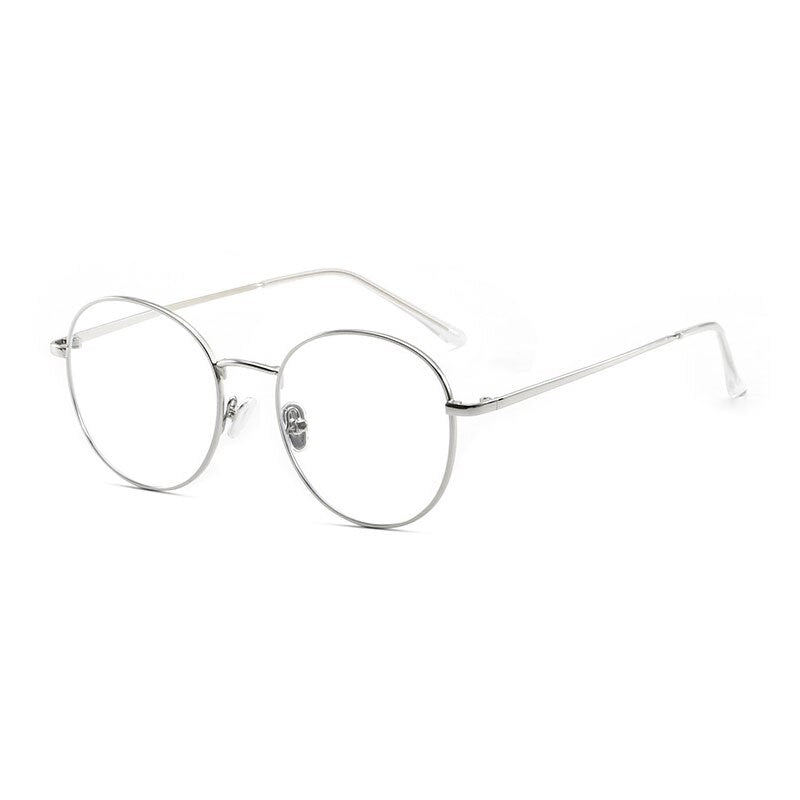 Handoer Unisex Full Rim Round Square Alloy Eyeglasses 9905 Full Rim Handoer Silver