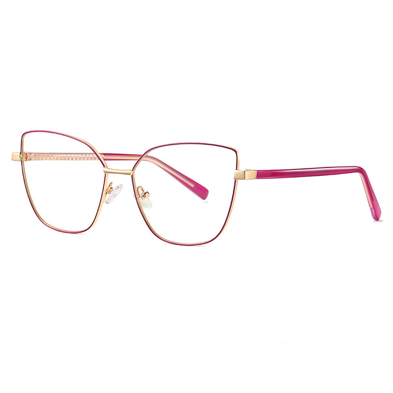 CCspace Unisex Full Rim Square Cat Eye Alloy Frame Eyeglasses 49081 Full Rim CCspace C5Purple