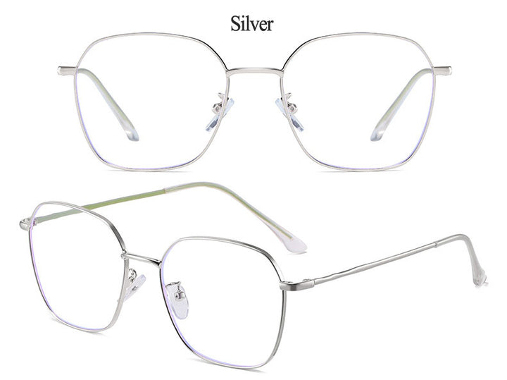 Hotony Unisex Full Rim Alloy Polygonal Frame Eyeglasses Zy9037 Full Rim Hotony