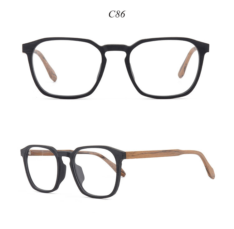 Hdcrafter Men's Full Rim Oversized Square Wood Frame Eyeglasses 1692 Full Rim Hdcrafter Eyeglasses