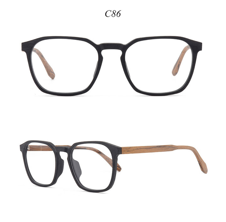 Hdcrafter Men's Full Rim Oversized Square Wood Frame Eyeglasses 1692 Full Rim Hdcrafter Eyeglasses