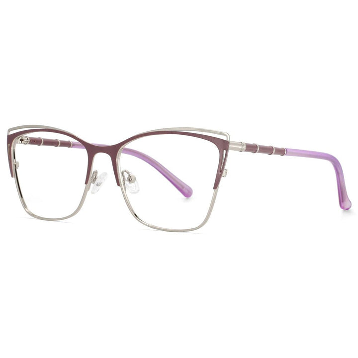 CCspace Unisex Full Rim Square Alloy Frame Eyeglasses 53869 Full Rim CCspace Purple