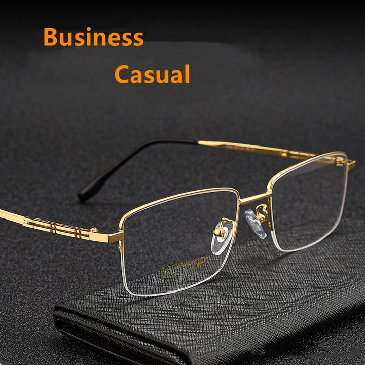 Yimaruili Men's Semi Rim β Titanium Frame Eyeglasses 1052 Semi Rim Yimaruili Eyeglasses