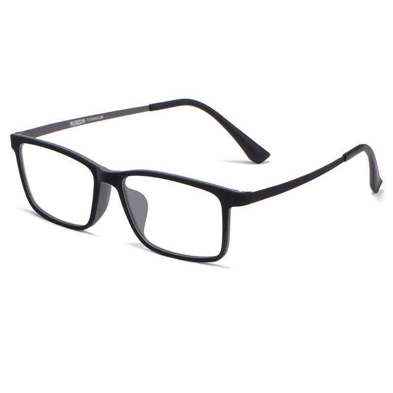 Yimaruili Men's Full Rim Resin Titanium Frame Eyeglasses HR8085 Full Rim Yimaruili Eyeglasses Black Gray